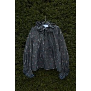 Joseph Copenhagen Blossom Jed Blouse $192 Women's One Size Navy Blue NEW